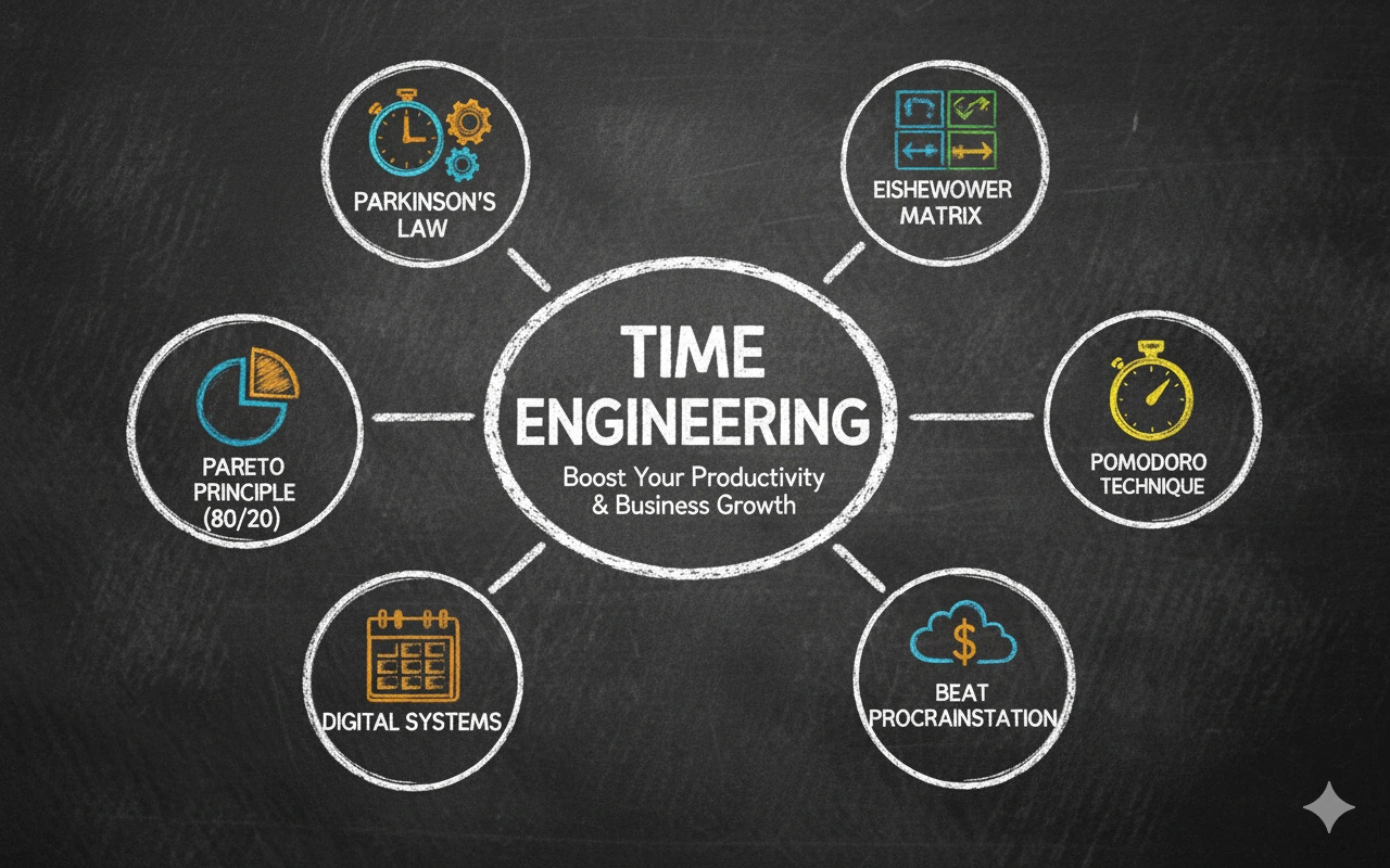 راهنمای جامع مهندسی زمان: افزایش بهره‌وری + ۵ راهکار واقعی در عصر حواس پرتی